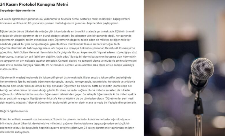 24 Kasım Protokol Konuşma Metni örneği