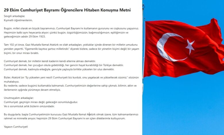 2025 29 Ekim Cumhuriyet Bayramı Öğrencilere Hitaben Konuşma