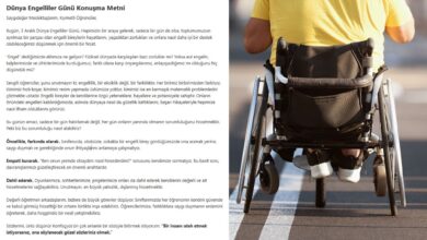 3 Aralık Dünya Engelliler Günü Konuşma Metni Örneği